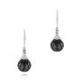 14k White Gold Carved Tahitian Pearl And Diamond Earrings - Three-Quarter View -  103255 - Thumbnail
