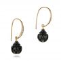14k Yellow Gold 14k Yellow Gold Carved Tahitian Pearl And Diamond Earrings - Front View -  101965 - Thumbnail