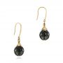 18k Yellow Gold 18k Yellow Gold Carved Tahitian Pearl And Diamond Earrings - Front View -  103255 - Thumbnail