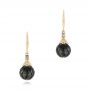 14k Yellow Gold 14k Yellow Gold Carved Tahitian Pearl And Diamond Earrings - Three-Quarter View -  103255 - Thumbnail
