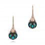 14k Rose Gold 14k Rose Gold Carved Turquoise Tahitian Pearl Earrings - Three-Quarter View -  101278 - Thumbnail