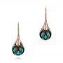 18k Rose Gold 18k Rose Gold Carved Turquoise Tahitian Pearl Earrings - Three-Quarter View -  101278 - Thumbnail