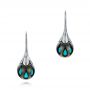 18k White Gold Carved Turquoise Tahitian Pearl Earrings