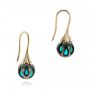18k Yellow Gold 18k Yellow Gold Carved Turquoise Tahitian Pearl Earrings - Front View -  101278 - Thumbnail