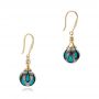 18k Yellow Gold 18k Yellow Gold Carved Turquoise Tahitian Pearl Earrings - Front View -  102572 - Thumbnail