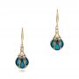 18k Yellow Gold 18k Yellow Gold Carved Turquoise Tahitian Pearl Earrings - Three-Quarter View -  102572 - Thumbnail