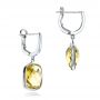  Platinum Platinum Checkerboard Lemon Quartz Earrings - Front View -  101019 - Thumbnail