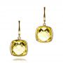 14k Yellow Gold 14k Yellow Gold Checkerboard Lemon Quartz Earrings - Three-Quarter View -  101019 - Thumbnail