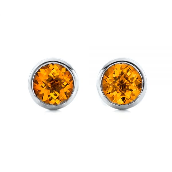 Citrine Bezel Set Stud Earrings - Image