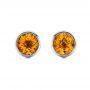 18k White Gold 18k White Gold Citrine Bezel Set Stud Earrings - Three-Quarter View -  101028 - Thumbnail