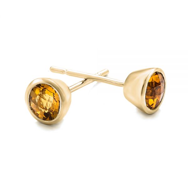 14k Yellow Gold 14k Yellow Gold Citrine Bezel Set Stud Earrings - Front View -  101028