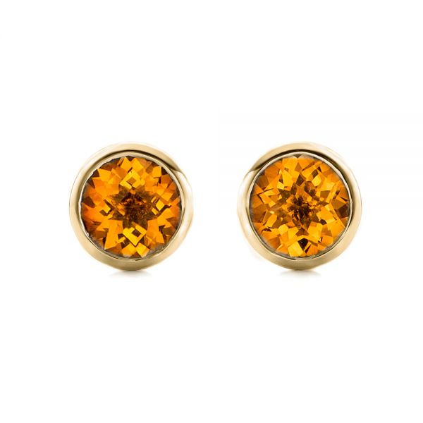 14k Yellow Gold 14k Yellow Gold Citrine Bezel Set Stud Earrings - Three-Quarter View -  101028