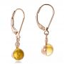 18k Rose Gold 18k Rose Gold Citrine Cabochon And Diamond Earrings - Front View -  100449 - Thumbnail