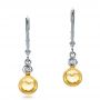 14k White Gold Citrine Cabochon And Diamond Earrings - Three-Quarter View -  100449 - Thumbnail