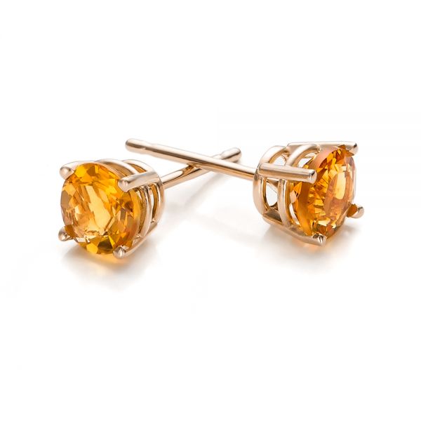 18k Rose Gold 18k Rose Gold Citrine Stud Earrings - Front View -  100931