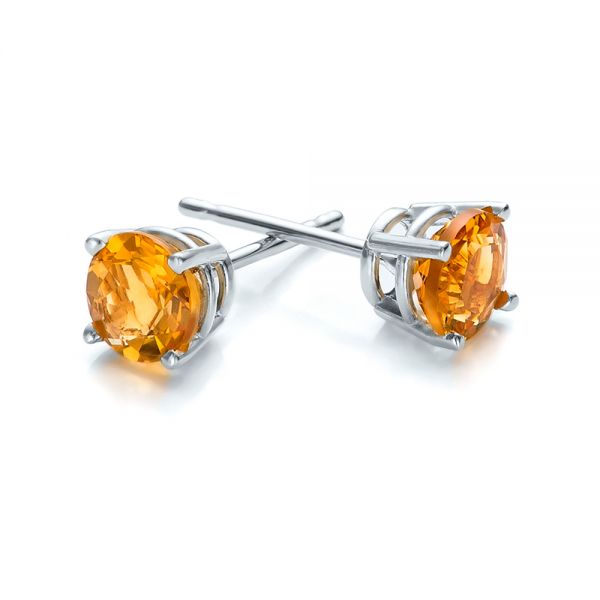  Platinum Platinum Citrine Stud Earrings - Front View -  100931