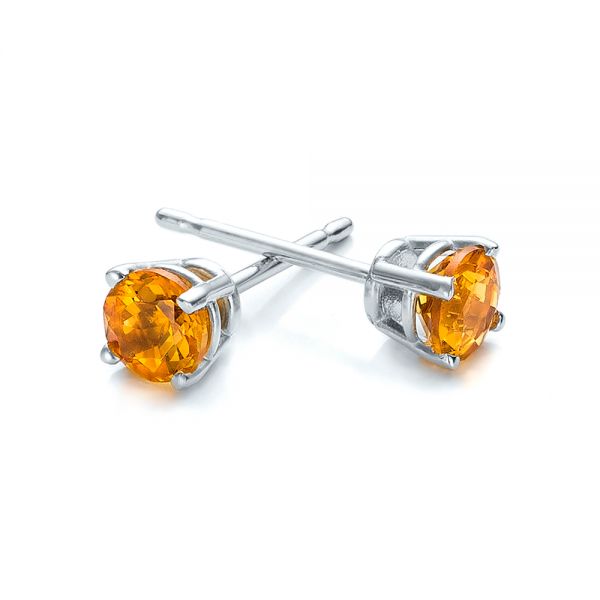  Platinum Platinum Citrine Stud Earrings - Front View -  100932