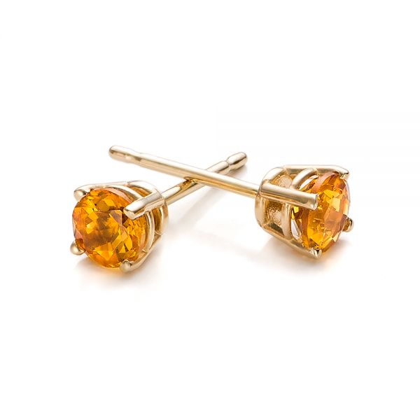 14k Yellow Gold Citrine Stud Earrings - Front View -  100932