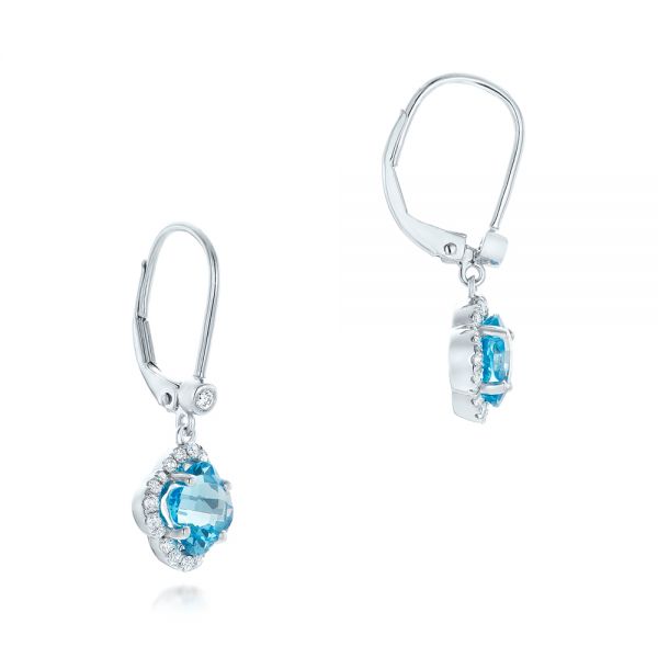 Clover Blue Topaz And Diamond Earrings - Front View -  102610