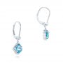 Clover Blue Topaz And Diamond Earrings - Front View -  102610 - Thumbnail