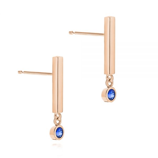 14k Rose Gold 14k Rose Gold Contemporary Blue Sapphire Dangle Earrings - Front View -  106065 - Thumbnail