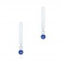 14k White Gold Contemporary Blue Sapphire Dangle Earrings - Three-Quarter View -  106065 - Thumbnail