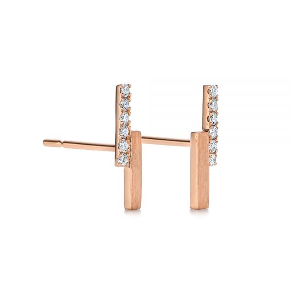 14k Rose Gold Contemporary Diamond Stud Earrings - Front View -  105324