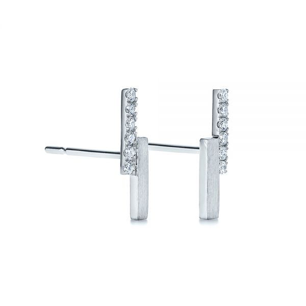 14k White Gold 14k White Gold Contemporary Diamond Stud Earrings - Front View -  105324