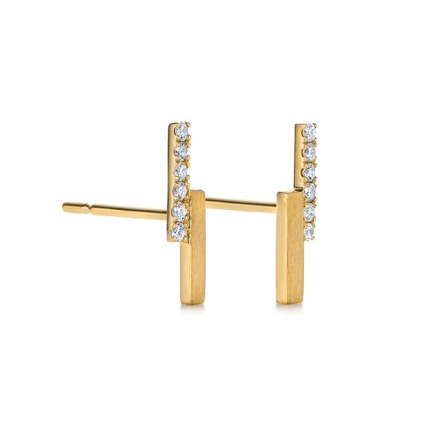 18k Yellow Gold 18k Yellow Gold Contemporary Diamond Stud Earrings - Front View -  105324