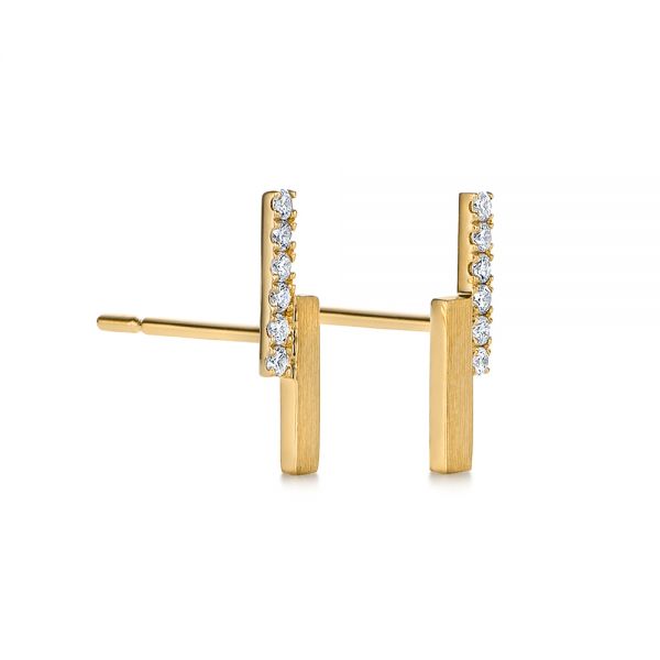 14k Yellow Gold 14k Yellow Gold Contemporary Diamond Stud Earrings - Front View - 105324