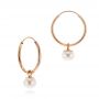 14k Rose Gold 14k Rose Gold Cultured Pearl Dangle Hoop Earrings - Front View -  106151 - Thumbnail