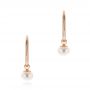 18k Rose Gold 18k Rose Gold Cultured Pearl Dangle Hoop Earrings - Three-Quarter View -  106151 - Thumbnail