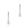  Platinum Platinum Cultured Pearl Dangle Hoop Earrings - Three-Quarter View -  106151 - Thumbnail