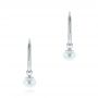 18k White Gold 18k White Gold Cultured Pearl Dangle Hoop Earrings - Three-Quarter View -  106151 - Thumbnail