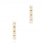 14k Yellow Gold Cultured White Pearl Hoop Earrings - Three-Quarter View -  106160 - Thumbnail