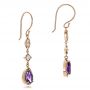 14k Rose Gold 14k Rose Gold Custom Amethyst And Diamond Halo Earrings - Front View -  100702 - Thumbnail