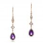 14k Rose Gold Custom Amethyst And Diamond Halo Earrings