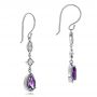 14k White Gold Custom Amethyst And Diamond Halo Earrings - Front View -  100702 - Thumbnail