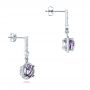 14k White Gold Custom Amethyst And Diamond Halo Earrings - Front View -  102181 - Thumbnail