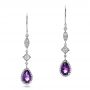  Platinum Platinum Custom Amethyst And Diamond Halo Earrings - Three-Quarter View -  100702 - Thumbnail