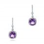 18k White Gold 18k White Gold Custom Amethyst And Diamond Halo Earrings - Three-Quarter View -  102181 - Thumbnail