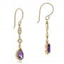 14k Yellow Gold 14k Yellow Gold Custom Amethyst And Diamond Halo Earrings - Front View -  100702 - Thumbnail