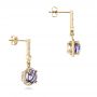 18k Yellow Gold 18k Yellow Gold Custom Amethyst And Diamond Halo Earrings - Front View -  102181 - Thumbnail