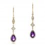 18k Yellow Gold Custom Amethyst And Diamond Halo Earrings