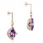 18k Rose Gold Custom Amethyst And Diamond Halo Earrings - Front View -  101222 - Thumbnail