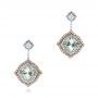  Platinum And 18k Rose Gold Custom Aquamarine And Pink Diamond Earrings - Three-Quarter View -  102314 - Thumbnail