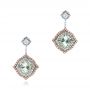  18K Gold And 18k Rose Gold 18K Gold And 18k Rose Gold Custom Aquamarine And Pink Diamond Earrings - Three-Quarter View -  102314 - Thumbnail