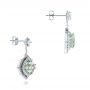  Platinum And 14k White Gold Platinum And 14k White Gold Custom Aquamarine And Pink Diamond Earrings - Front View -  102314 - Thumbnail