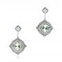  Platinum And Platinum Platinum And Platinum Custom Aquamarine And Pink Diamond Earrings - Three-Quarter View -  102314 - Thumbnail