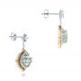  Platinum And 18k Yellow Gold Platinum And 18k Yellow Gold Custom Aquamarine And Pink Diamond Earrings - Front View -  102314 - Thumbnail